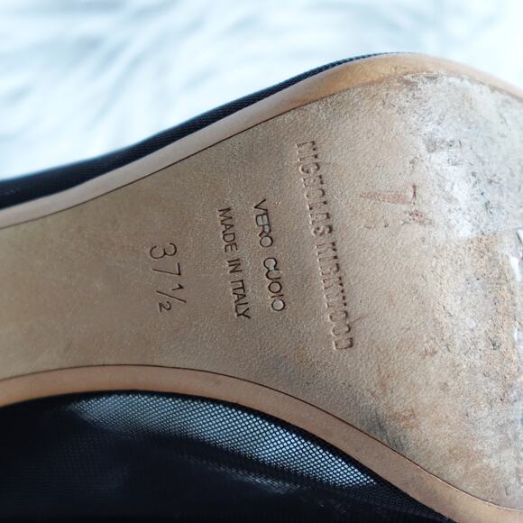 Nicholas Kirkwood Quantum Black Suede Mesh Peep-Toe High Heel Booties - Picture 11 of 11